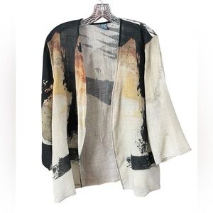 TAO House 100% Wool Open Front Thin Cardigan Kimono Women’s S/M Art Handmade